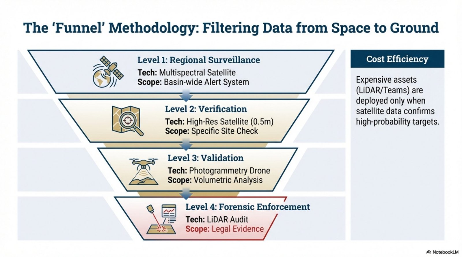 Funnel methodology overview from satellite to drone to LiDAR